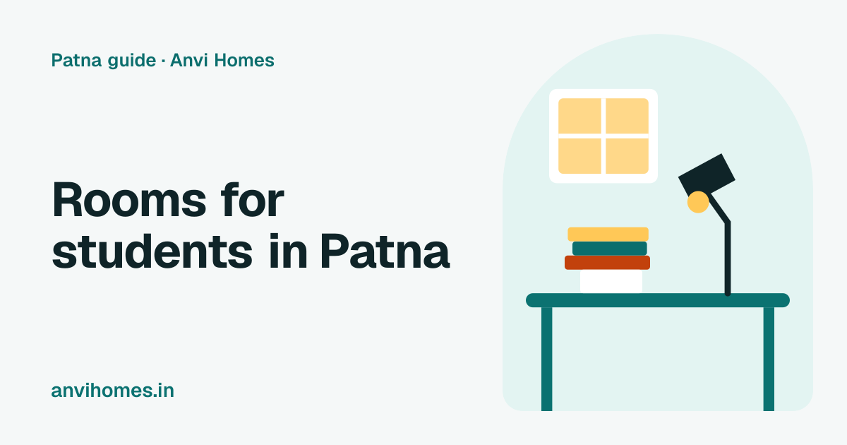 Illustration of a study desk in a rented room, for a guide to rooms for students in Patna